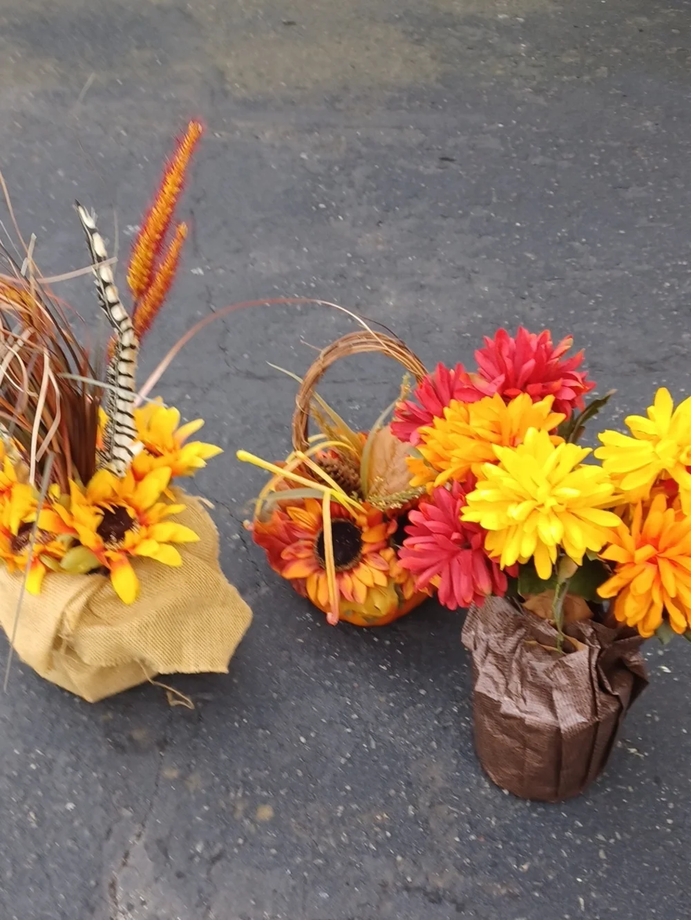 Autumn Sunflower and Daisy Artificial Floral Arrangement - Yellow & Orange
